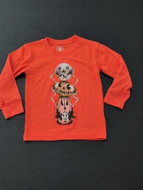 Wes and Willy Halloween Soccer Football Long Sleeve T-Shirt 2T Boy Girl Orange